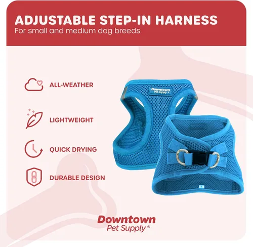 Vista 99 de Downtown Pet Supply Arnés para perro Step-in – Sin tirones, malla acolchada ajustable con ribete reflectante, correa de hebilla segura – Arnés