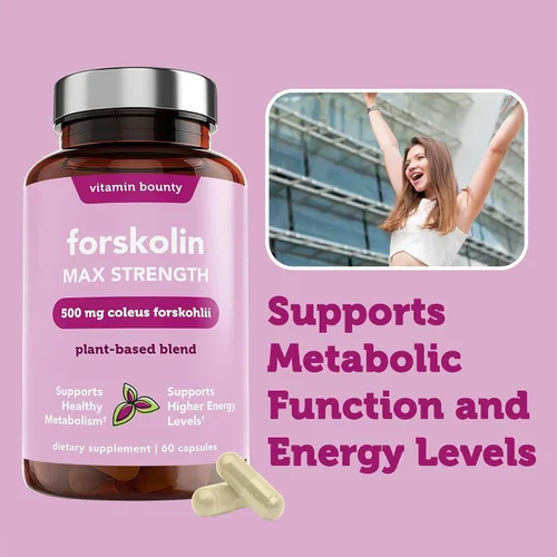 Vista 6 de Vitamin Bounty Forskolin máxima fuerza para bajar de peso - Suplemento natural de extracto de raíz de Coleus Forskohlii - 20% polvo de forskolina