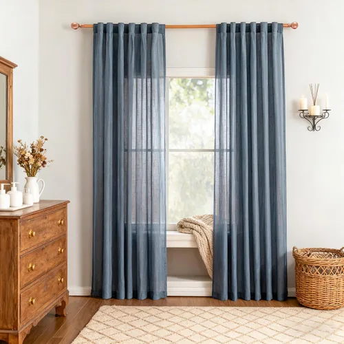 Vista 27 de MYSKY HOME Cortinas naturales de puerta francesa para ventana de puerta, 40 pulgadas de largo, cortas, semitransparentes, filtrantes de luz