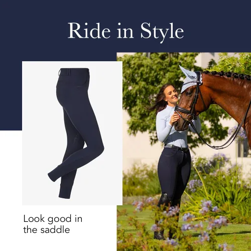 Vista 2 de LeMieux Amara - Pantalones de equitación para mujer en color beige, pantalones ecuestres para montar a caballo, pantalones de equitación Jodhpur
