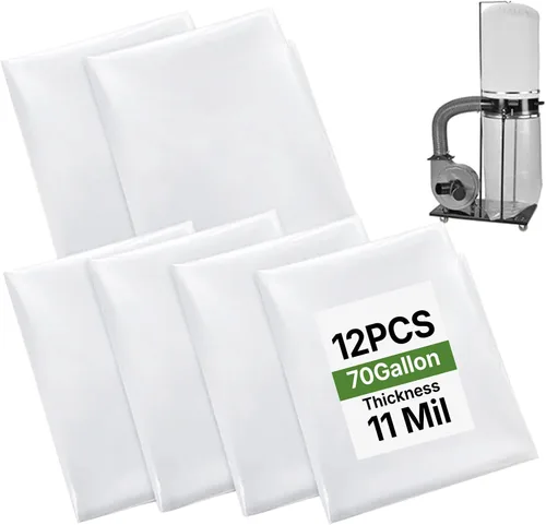 Vista 7 de Bolsas de repuesto para colector de polvo de 19.5 pulgadas de diámetro (31 pulgadas de ancho x 40 pulgadas de largo), bolsas de plástico resistentes