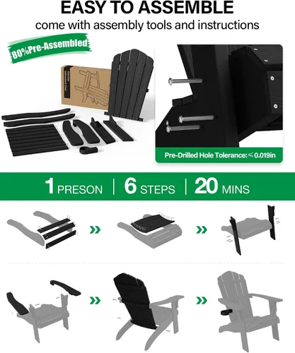 Vista 9 de YEFU Silla Adirondack de gran tamaño con soporte para tazas, silla para fogata de plástico para exteriores, resistente a la intemperie, silla