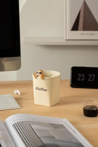 Vista 3 de DIHOclub Taza de cerámica divertida con perezoso 3D para mujeres y hombres, taza de café con diseño de perezoso para regalar a los mejores amigos