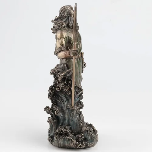 Vista 3 de Veronese Design 10 3/8 pulgadas de alto Njord nórdico dios del viento y el mar vikingo nórdico fundido en frío de resina bronceada escultura