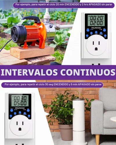 Vista 4 de Nearpow - Tomacorriente con temporizador, multifuncional, ciclo programable, temporizador digital para enchufar con salida de 3 clavijas, toma