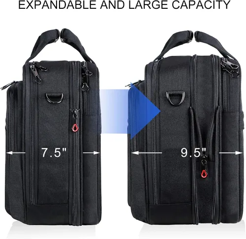 Vista 3 de KROSER - Bolso de hombro para laptop expandible, maletín para laptop hasta 17.3 pulgadas, repelente al agua, bolsa estilo bandolera para computadora