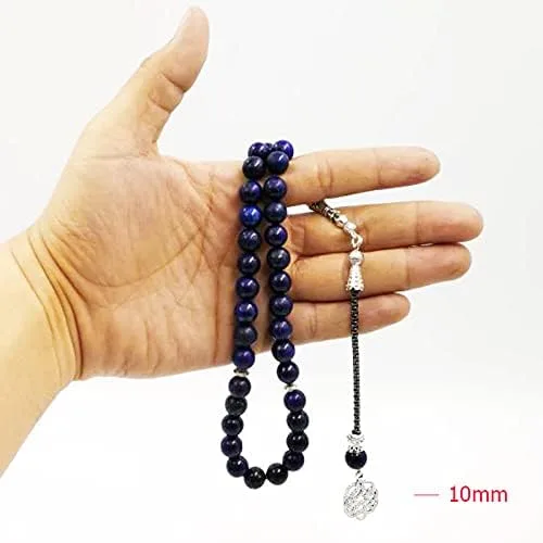 Vista 6 de Lapislázuli Tasbih - Pulsera islámica de 33, 45, 66, 99 cuentas