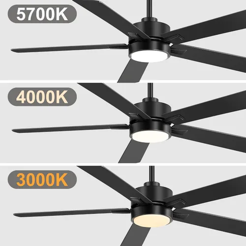 Vista 7 de Ceiling Fans with LED Lights, 52 Inch 5-Blade Ceiling Fan Remote/APP Control, Industrial Ceiling Fan with Reversible DC Motor, Downrod Mount LED