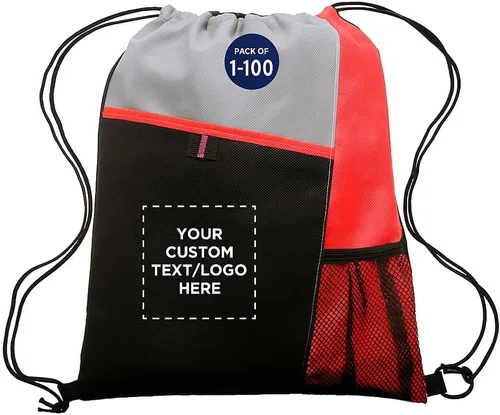 Vista 39 de DISCOUNT PROMOS Juego de mochilas con cordón no tejidas personalizadas de 10/50/100, paquete personalizado a granel