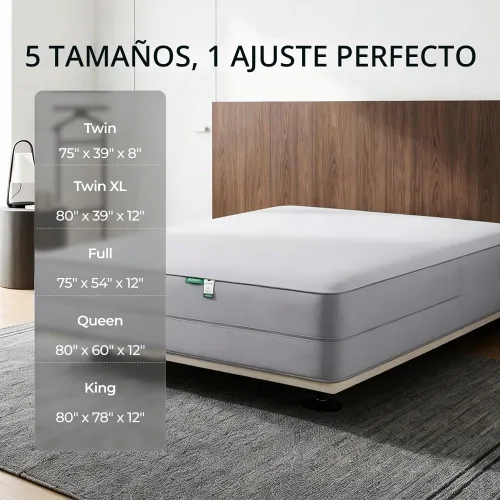 Vista 8 de FAUNNA Funda protectora de colchón 100% algodón para evitar el polvo Gris