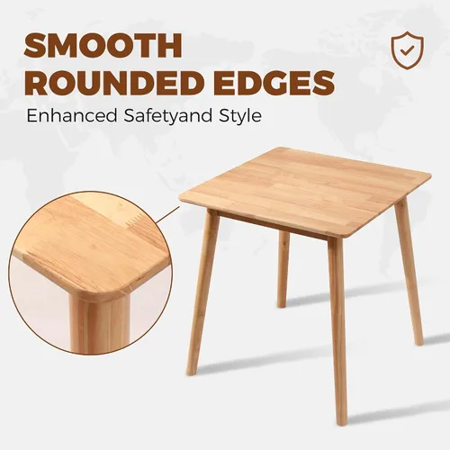 Vista 5 de OGMILL Mesa de comedor cuadrada pequeña de 27.6 pulgadas para 2, mesa de comedor de cocina natural que ahorra espacio, mesa moderna de madera