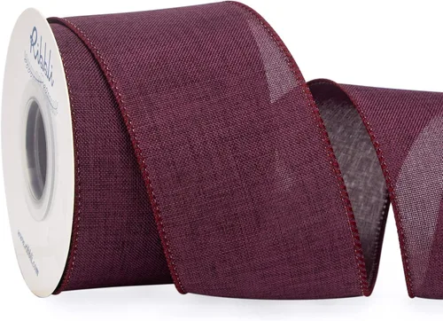 Vista 5 de Ribbli - Cinta de lino negro con alambre, 1-1/2 pulgadas x 10 yardas, cinta de arpillera con alambre para coronas, lazos grandes, envolver regalos
