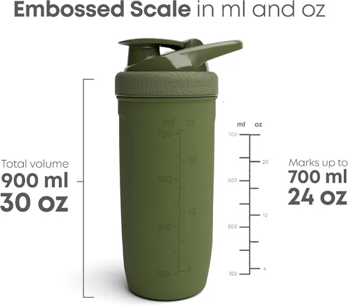 Vista 6 de Smartshake Reforce - Botella mezcladora de proteínas de acero inoxidable, sin aislamiento, unisex, para gimnasio, botellas agitadoras de metal, 30.4