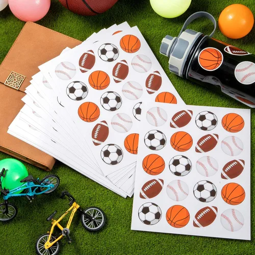 Vista 4 de Zonon 500 calcomanías de pelotas deportivas, baloncesto, fútbol, béisbol, fútbol, espuma mixta, calcomanías deportivas para álbumes de recortes