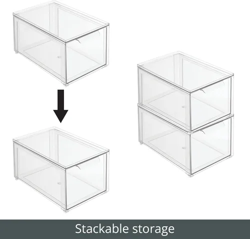 Vista 5 de Papelera mDesign apilable, con cajón extraíble, para cocina, transparente