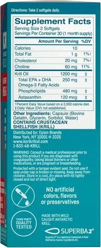 Vista 2 de Kori Krill Suplemento Omega-3, 600 mg - 60 unidades (paquete de 1)