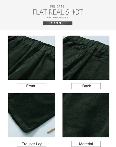 Vista 5 de Sidefeel Pantalones acampanados de pana para mujer, cintura elástica, pantalones de otoño 2025