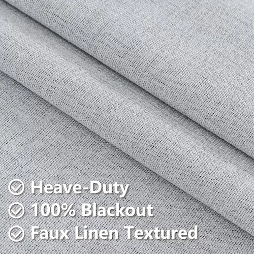 Vista 4 de Cortinas 100% opacas para sala de estar, juego de 2 paneles de 96 pulgadas, bloqueo de luz, pestaña trasera y bolsillo para barra, cortinas