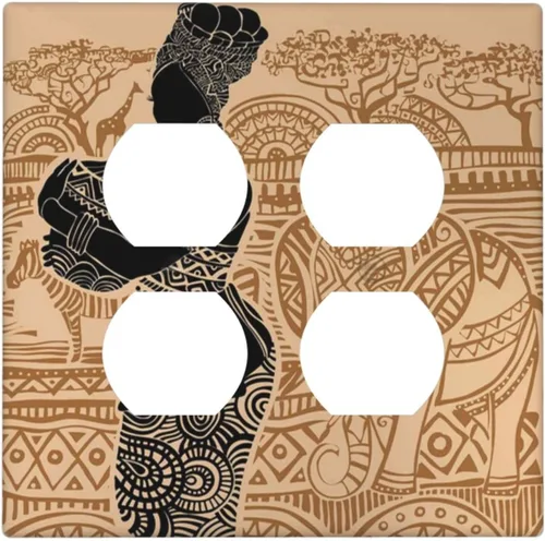 Vista 74 de Decorative Outlet Covers African Woman Zebra Elephants Black Girl 1 Gang Duplex Light Switch Cover Plate Unique Wall Plates for Electrical Outlets