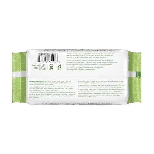 Vista 5 de Yugi Green Toallitas para bebé, sin perfume, compostables, fibras a base de plantas, a base de plantas, sin fragancia, para pieles sensibles