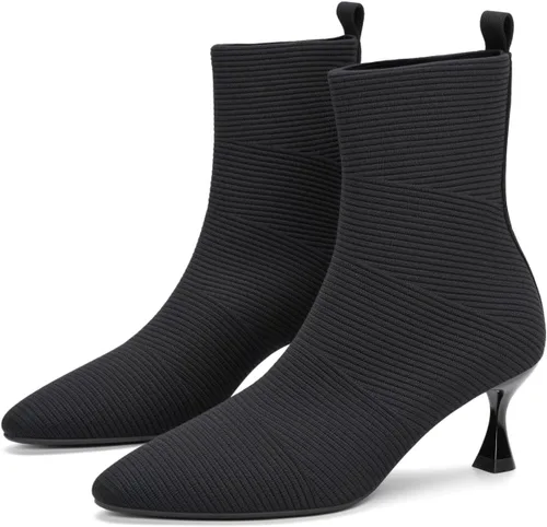 Vista 10 de Women's Ankle Boots Comfortable Pointed Toe Breathable Sock Knit Low Heel Fall Work Office Booties