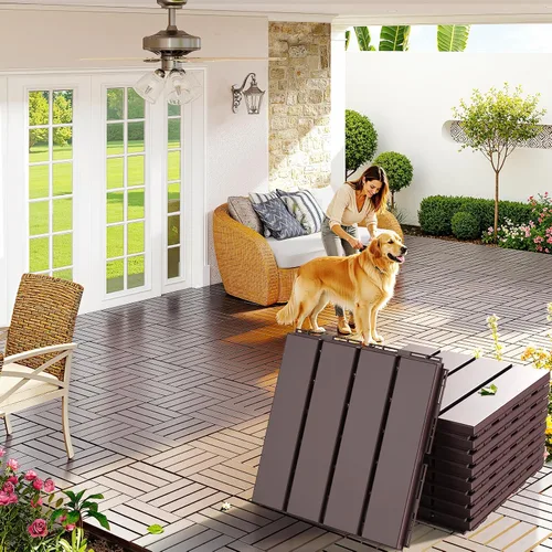 Vista 16 de Goovilla - Azulejos de plástico entrelazados para terraza, paquete de 9 para balcón, 12 x 12 pulgadas, piso impermeable para todo clima, azulejos