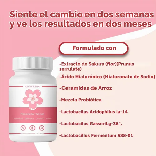 Vista 6 de Probióticos vaginales para mujeres, sequedad vaginal y equilibrio de pH Suplemento diario de 2,000 mg con cepas de Lactobacillus, extracto de flor