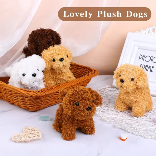 Vista 4 de Elcoho 16 perros de peluche de 4 pulgadas con llavero, lindo animal de peluche, juguetes suaves, recuerdos de fiesta para bolsa de regalos, regalos
