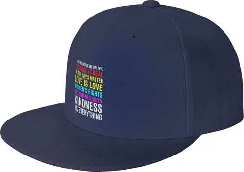 Vista 64 de Pride Flag in This House We Believe Science is Real Black Lives Matter Baseball Hats for Men Dad Hat,Black