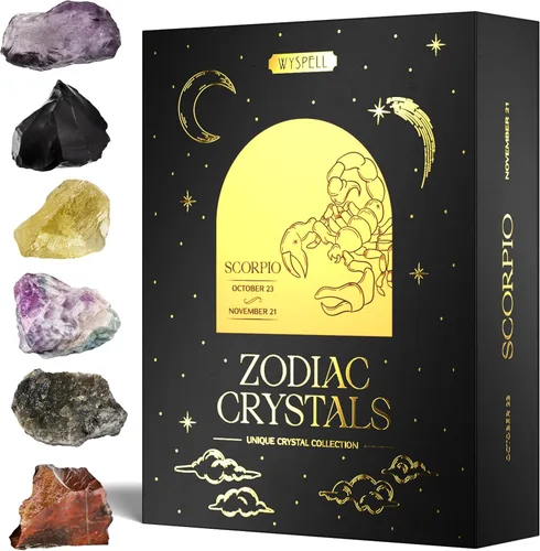 Vista 8 de Wyspell Juego de Cristales de Acuario – 6 Cristales de Acuario en Bruto y Piedras Curativas – Regalos de Acuario para Mujeres – Regalos