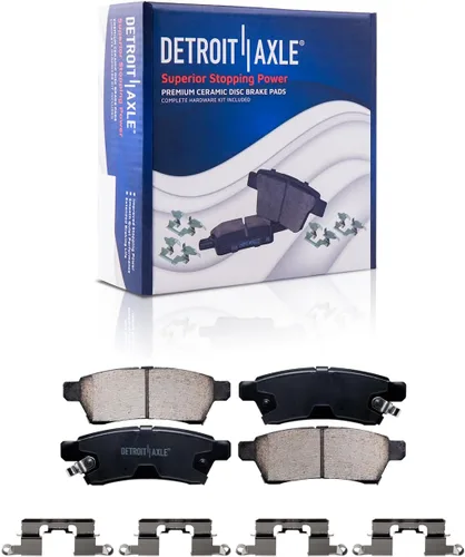 Vista 133 de Detroit Axle - Pastillas de freno para Ford F-150 99-03, 02 Lincoln Blackwood, Pastillas de freno de cerámica delanteras y traseras con repuesto