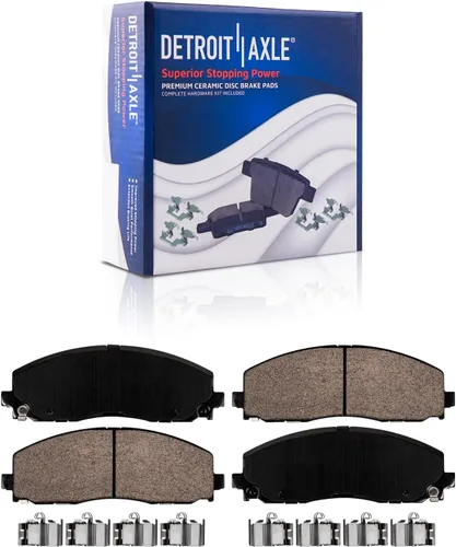 Vista 92 de Detroit Axle - Pastillas de freno para Ford F-150 99-03, 02 Lincoln Blackwood, Pastillas de freno de cerámica delanteras y traseras con repuesto
