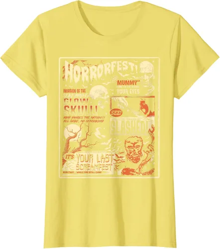 Vista 33 de Vintage Horrorfest Movie Poster Terror Old Time Halloween Camiseta S Negro