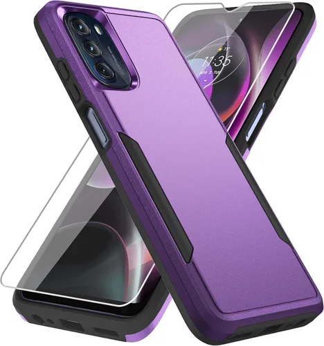 Vista 21 de Funda para Moto G 5G 2022, con protector de pantalla [prueba de caídas de grado militar], funda protectora resistente de servicio pesado robusto a