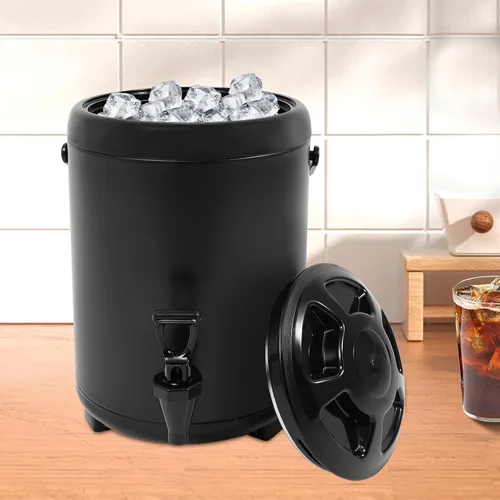 Vista 7 de Dispensador de bebidas con aislamiento de acero inoxidable, dispensador de bebidas calientes con grifo, dispensador térmico de bebidas frías