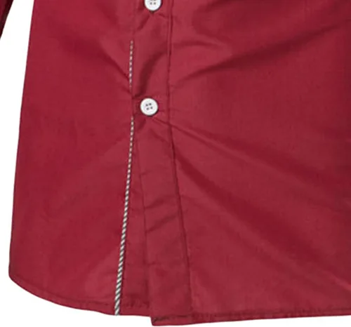 Vista 5 de Camisa de contraste de moda para hombre, manga larga, ajuste delgado, casual, con botones, cuello a cuadros, camisa con botones