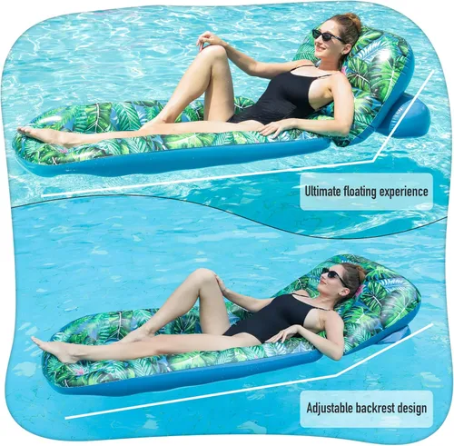 Vista 5 de FindUWill Flotadores de piscina para adultos, paquete de 2 flotadores de piscina, flotadores inflables de piscina con soporte para tazas, respaldo