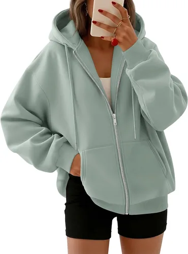 Vista 31 de Trendy Queen - Sudaderas con capucha y cremallera para mujer, sudaderas de gran tamaño, trajes de moda de otoño, chaquetas informales, ropa