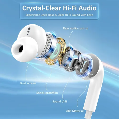 Vista 6 de [Certificado Apple MFi] Auriculares USB C para iPhone 17, 16, 15, auriculares con cable con micrófono y control de volumen, cancelación de ruido