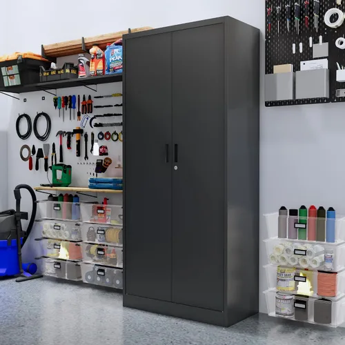 Vista 59 de BESFUR Armarios de almacenamiento de metal con estantes y puertas, armario de almacenamiento con cerradura de 36" de altura para oficina en casa