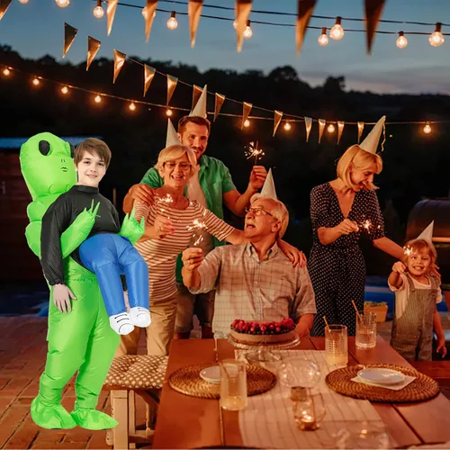 Vista 5 de ZIZWO Inflatable Alien Costume KidsTeens, Alien Blow Up Costume Funny Alien Halloween Inflatable Costumes for kids boys (Alien-Teens)