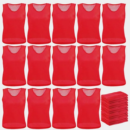 Vista 8 de Newcotte 24 piezas Pinnies Scrimmage Chalecos de práctica en equipo Jersey de malla de nailon Pennies para fútbol, baloncesto y deportes