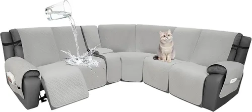 Vista 103 de Fundas de terciopelo 10% impermeables para sofá modular reclinable en forma de L, 1 pieza, fundas acolchadas para sofá reclinable esquinero, juego