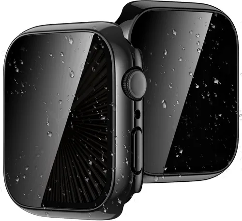 Vista 14 de Goton Funda impermeable con protector de pantalla para Apple Watch, película de vidrio templado antiespía para iWatch, carcasa de policarbonato