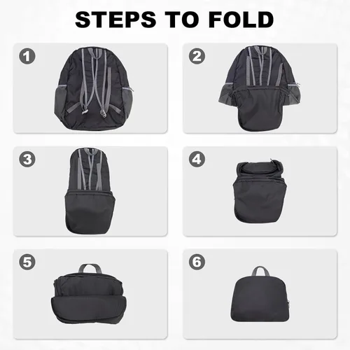 Vista 5 de Holyluck - Mochila ligera de 20 L, plegable, para senderismo, mochila de viaje plegable para hombres y mujeres, pequeña bolsa de hombro plegable