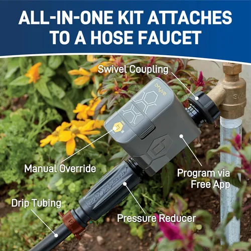Vista 5 de Orbit 69600 - Kit de riego por goteo para arbustos y macizos de flores con temporizador inteligente de riego de manguera B-hyve (Gen 2)