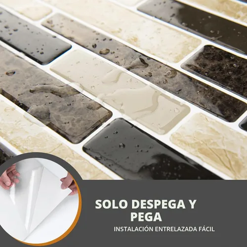 Vista 5 de WOWSTAR Azulejos Autoadhesivos de 10 Hojas para Salpicadero de Pared de Cocina, Azulejos Adhesivos para Cocina (12"x12", Canela)