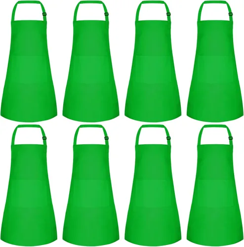 Vista 24 de Morcheiong Paquete de 8/12/24 delantales ajustables para niños al por mayor con 2 bolsillos, delantal para niños pequeños, delantales de pintura