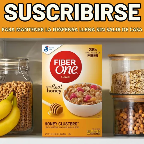 Vista 9 de Fiber One Honey Clusters Cereal de desayuno, grano entero, alto en fibra 36% valor diario de fibra por porción, hecha con miel real, 1.18 onzas