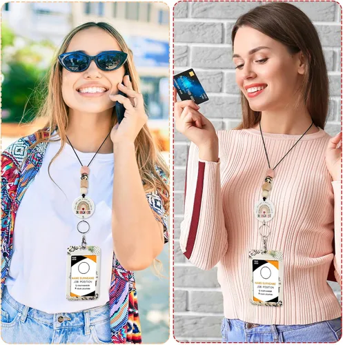 Vista 6 de Cordones para Profesores para Tarjetas de Identificación - Llavero Bohemio de Silicona con Cuentas Separables, Accesorios para Mujeres, Lindo